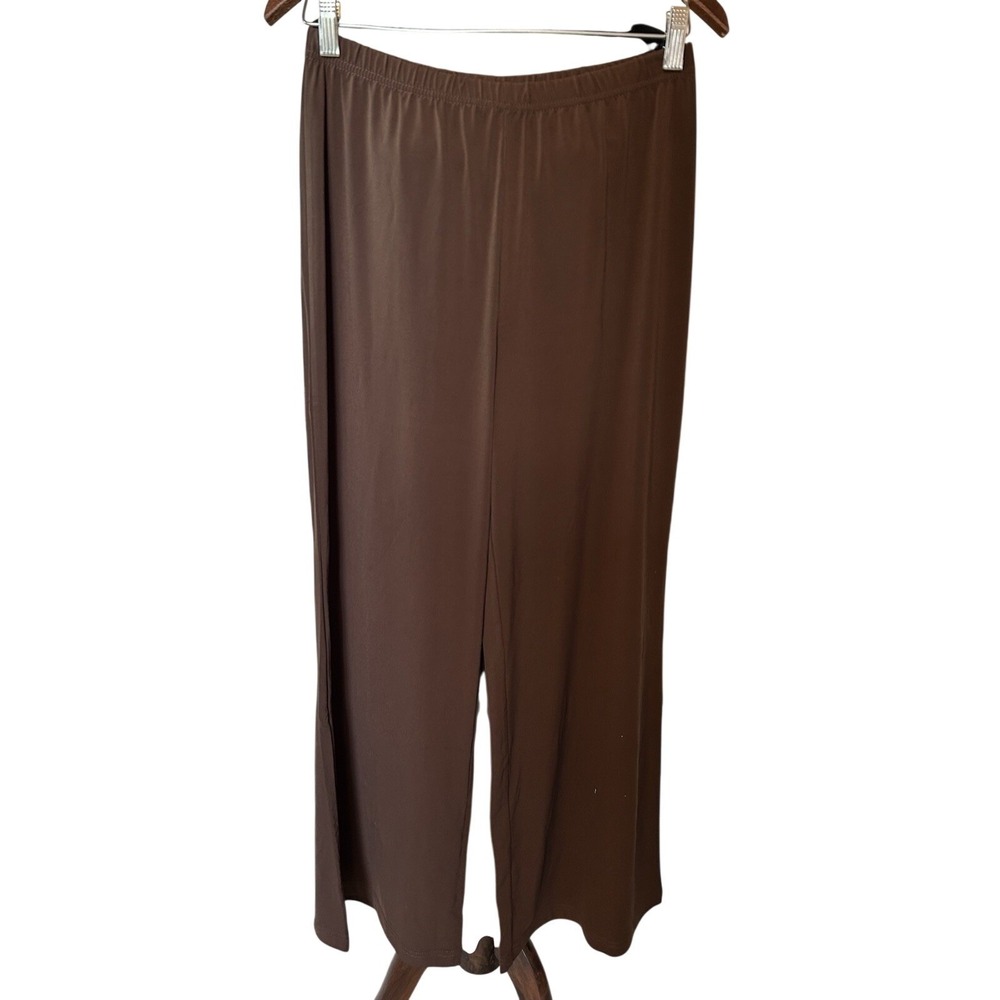 Bob Mackie Wearable Art Brown Wide Leg Elastic Waist Pants Petite Small NWT